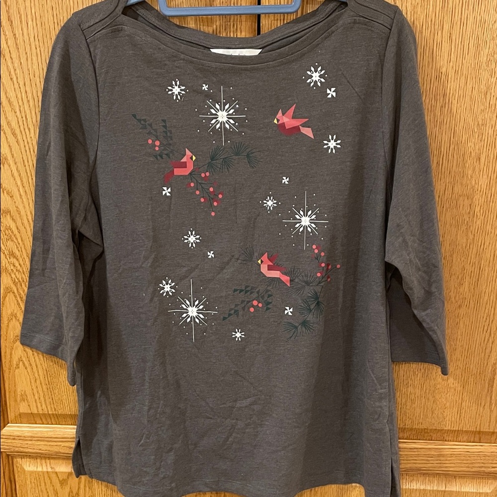 CJ Banks 3/4 sleeve holiday shirt, size X